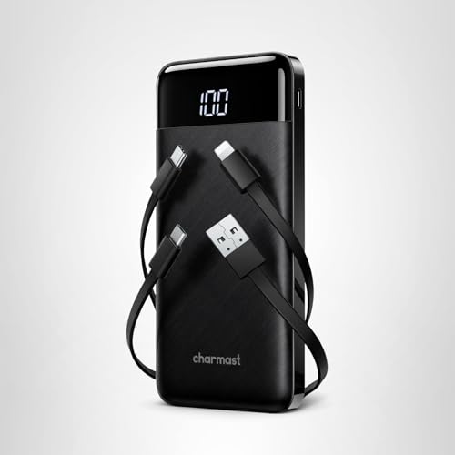 3163ZfPfutL charmast Portable Charger with Built in Cables, Power Bank with Cords Wires, Slim 10000mAh Travel Battery Pack 6 Outputs 3 Inputs 3A Fast Charging for Samsung Google Pixel LG Moto iPhone iPad