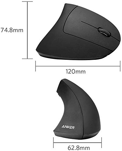 31K0DbS7O3L Anker 2.4G Wireless Vertical Ergonomic Optical Mouse for Work, Multi-Device Connectivity, 800/1200 /1600 DPI, 5 Buttons for Laptop, Desktop, PC - Black