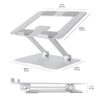 Amazon Basics Sturdy and Portable Ergonomic Laptop Stand for Desk, Height Adjustable Riser with Ventilated Cooling, Foldable, Fits all Laptops up to 17.3 Inch, Silver, 10 x 8.7 x 6 in