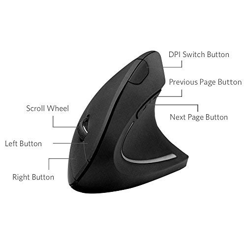 41Z9RBmPndL Anker 2.4G Wireless Vertical Ergonomic Optical Mouse for Work, Multi-Device Connectivity, 800/1200 /1600 DPI, 5 Buttons for Laptop, Desktop, PC - Black