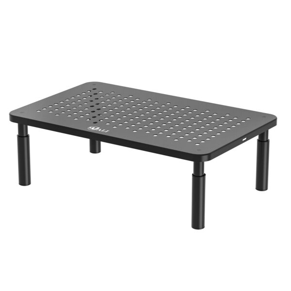 51kULJHh4BL WALI Computer Monitor Stand for Desk, Adjustable Laptop Riser, Desk Monitor Stand Underneath Storage for Office, Home, School Supplies (STT003), 1 Pack, Black