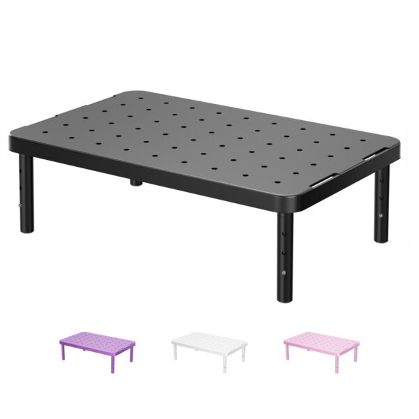 51q751VtD5L WALI Computer Monitor Stand for Desk, Adjustable Laptop Riser, Desk Monitor Stand Underneath Storage for Office, School Supplies (PTT001-B), 1 Pack, Black