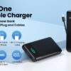 Portable Charger for iPhone with Built-in Cables and Wall Plug,Upgraded 13800mAh Fast Charging USB C Power Bank,4 Outputs Slim Travel Essential Battery Pack for iPhone 17/16/15/14/13,Galaxy,Android