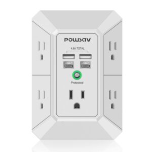 5-Outlet Power Strip with 4 USB Ports - Surge Protector for Home, Office, School - ETL Listed