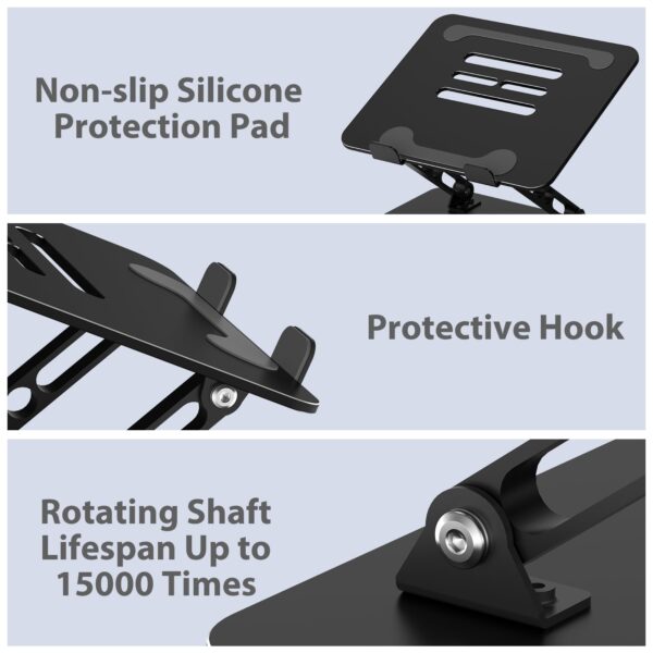 Gogoonike Adjustable Laptop Stand for Desk, Metal Foldable Laptop Riser Holder, Portable Desktop Book Stands, Ventilated Cooling Computer Notebook Stand Compatible with 10-15.6” Laptops