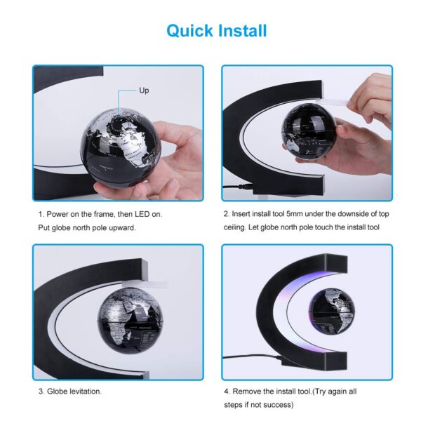 613iZa5tVxL MOKOQI Magnetic Levitating Globe with LED Light, Cool Tech Gift for Men Father Boys and Girls , Birthday Gifts for Kids, Floating Globes World Desk Gadget Decor in Office Home/Display Frame Stand