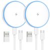 MagSafe Charger 2 Pack 15W Magnetic Wireless Charger Fast Charging Pad Compatible with iPhone 17/16/15/14/13/12 Series & AirPods 4/3/2/Pro Magnetic MagSafe Charging Pad with Dual Ports