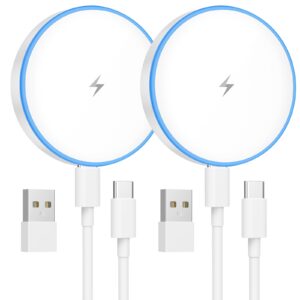 MagSafe Charger 2 Pack 15W Magnetic Wireless Charger Fast Charging Pad Compatible with iPhone 17/16/15/14/13/12 Series & AirPods 4/3/2/Pro Magnetic MagSafe Charging Pad with Dual Ports