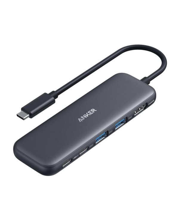 615HRY2dnML Anker USB C Hub, 5-in-1 USBC to HDMI Splitter with 4K Display, 1 x Powered USB-C 5Gbps & 2×Powered USB-A 3.0 5Gbps Data Ports for MacBook Pro, MacBook Air, Dell and More