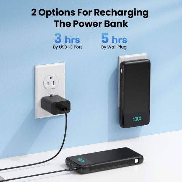 Portable Charger for iPhone with Built-in Cables and Wall Plug,Upgraded 13800mAh Fast Charging USB C Power Bank,4 Outputs Slim Travel Essential Battery Pack for iPhone 17/16/15/14/13,Galaxy,Android