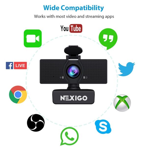 617VtixyUVS NexiGo N60 1080P Webcam with Microphone, Software Control & Privacy Cover, USB HD Computer Web Camera, Plug and Play, for Zoom/Skype/Teams, Conferencing and Video Calling