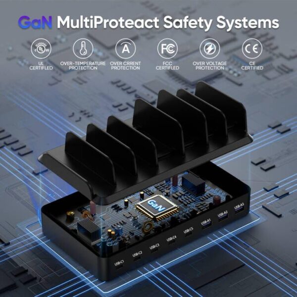 61A9cesaZzL 300W Charging Station for Multiple Devices, 8 Port Multi USB C Fast Charger Station Dock for MacBook iPhone 17/16/15/14/13/12 Samsung Pixel Series iPad, Black (6 Mixed Short Cables Included)