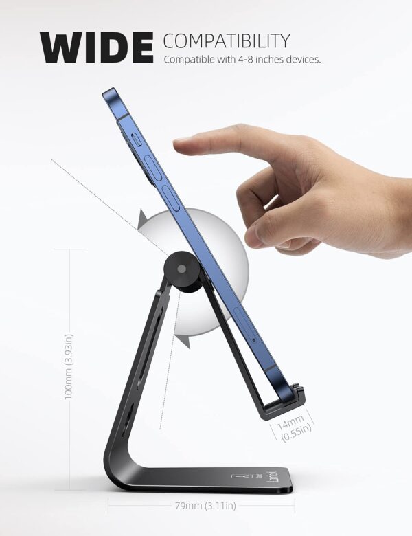 Lamicall Adjustable Cell Phone Stand, Desk Phone Holder, Cradle, Dock, Compatible with iPhone 17 16 15 14 Air Plus Pro Pro Max 13 12 X XS, 4-8" Phones, Office Accessories Gifts, All Smartphone, Black