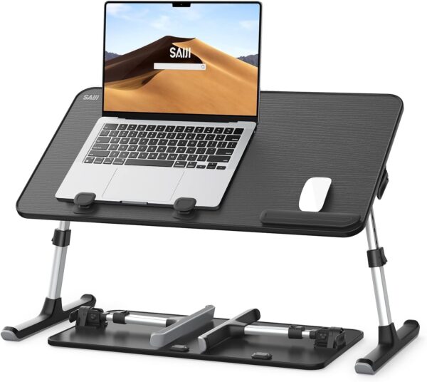 61EMw79QIdL SAIJI Height & Angle Adjustable Laptop Stand for Bed, Lap Desk Bed Tray Table, Light Weight Foldable Portable Laptop Table for Couch Sofa Chair Floor Desk for Adults, Kids (52*30cm Black)