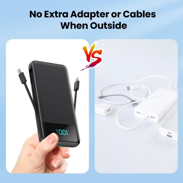 Portable Charger for iPhone with Built-in Cables and Wall Plug,Upgraded 13800mAh Fast Charging USB C Power Bank,4 Outputs Slim Travel Essential Battery Pack for iPhone 17/16/15/14/13,Galaxy,Android