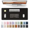 YSAGi Leather Office Desk Pad Protector, Large Mouse Pad, Non-Slip, PU Leather, Laptop Desk Blotter, Waterproof Writing Pad for Office and Home, Black, 23.6" x 13.8"