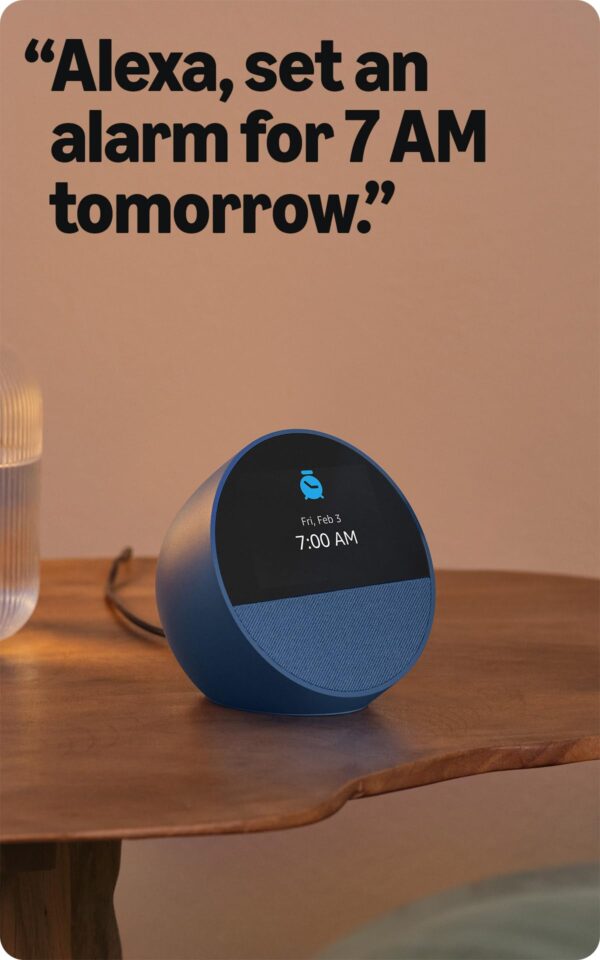 61VBSrB-jIL Amazon Echo Spot (newest model), Great for nightstands, offices and kitchens, Smart alarm clock, Designed for Alexa+, Black