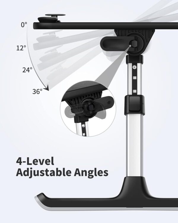 61a7dc916cL SAIJI Height & Angle Adjustable Laptop Stand for Bed, Lap Desk Bed Tray Table, Light Weight Foldable Portable Laptop Table for Couch Sofa Chair Floor Desk for Adults, Kids (52*30cm Black)