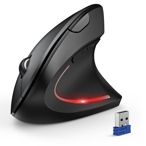 61aBUvuPtPL TECKNET Ergonomic Mouse, Wireless Bluetooth Vertical Mouse, 4800 DPI Optical Tracking, 6 Adjustable DPI, Quiet Clicks, 2.4GHz with USB A Receiver, 12 Months Battery, 6 Buttons, Wide Compatibility