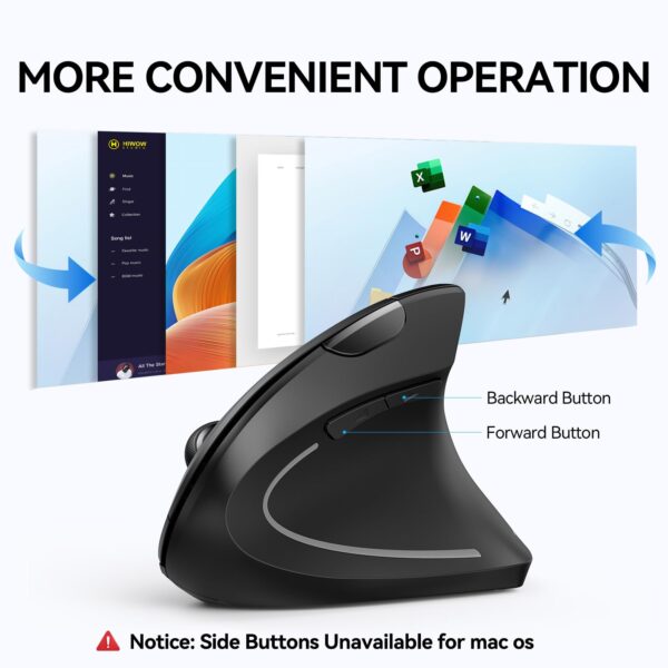 61a+p7tdPUL TECKNET Ergonomic Mouse, Wireless Bluetooth Vertical Mouse, 4800 DPI Optical Tracking, 6 Adjustable DPI, Quiet Clicks, 2.4GHz with USB A Receiver, 12 Months Battery, 6 Buttons, Wide Compatibility
