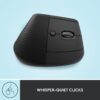 Logitech Lift Vertical Ergonomic Mouse, Wireless, Bluetooth or Logi Bolt USB Receiver, Quiet clicks, 4 Buttons, Compatible with Windows/macOS/iPadOS, Laptop, PC - Graphite