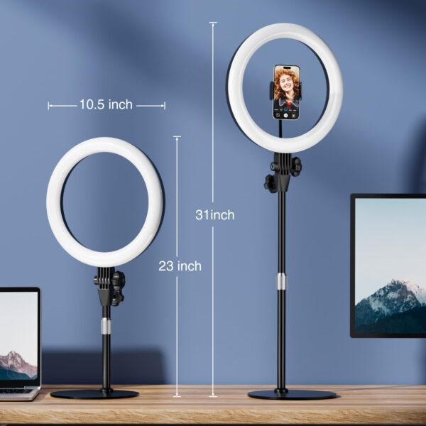 Desk Ring Light with Stand - 10.5'' Desktop Ring Light with Phone Holder for Video Recording, Circle Light for Computer Zoom Meeting Video Conference Lighting Video Calls Podcast Streaming