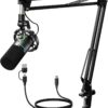 MAONO XLR/USB Dynamic Microphone Kit, RGB Podcast Mic with Software, Mute, Gain Knob, Volume Control, Boom Arm for Streaming, Gaming, Voice-Over, Recording-PD200XS Black