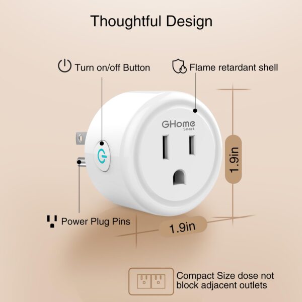 61mhy9FFmdL GHome Smart Plug, WiFi Smart Plugs Work with Alexa and Google Home, Smart Outlet Timer with APP Remote Control, 2.4GHz Wi-Fi Only, No Hub Required, ETL FCC Listed