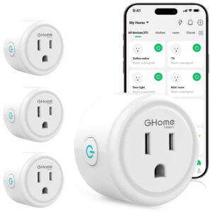 GHome Smart Plug, WiFi Smart Plugs Work with Alexa and Google Home, Smart Outlet Timer with APP Remote Control, 2.4GHz Wi-Fi Only, No Hub Required, ETL FCC Listed