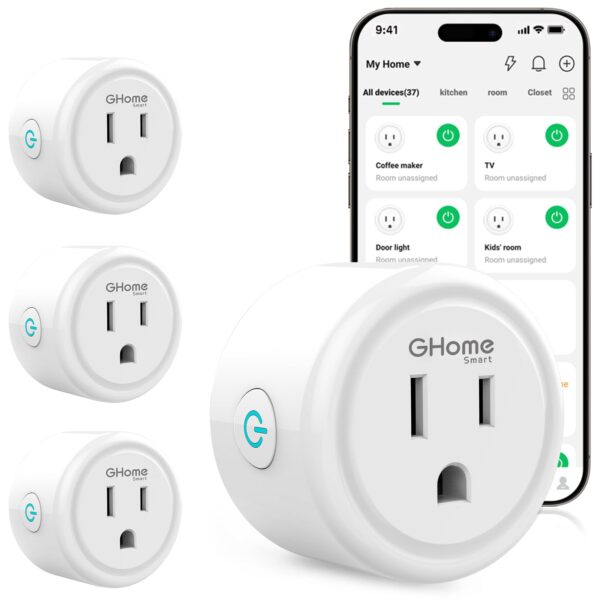 61mwZi5guiL GHome Smart Plug, WiFi Smart Plugs Work with Alexa and Google Home, Smart Outlet Timer with APP Remote Control, 2.4GHz Wi-Fi Only, No Hub Required, ETL FCC Listed