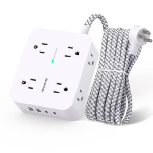 Surge Protector Power Strip - HANYCONY 8 Outlets 4 USB (2 USB C) Charging Ports, Multi Plug Outlet Extender, 5Ft Braided Extension Cord, Flat Plug Wall Mount Desk Charging Station for Home Office ETL