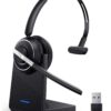 Bluetooth Headset, Wireless Headset with Microphone for PC, V5.2 Computer Headset with Noise Cancelling Mic, USB Dongle, Charging Base & Mute Button for Work, Cell Phones, Computer (Black)