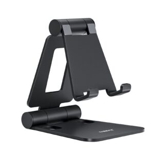 Nulaxy Dual Folding Cell Phone Stand, Fully Adjustable Foldable Desktop Phone Holder Cradle Dock Compatible with iPhone 17 16 15 14 13 12 11 Pro Max Xs Xr X 8, Nintendo Switch, All Phones