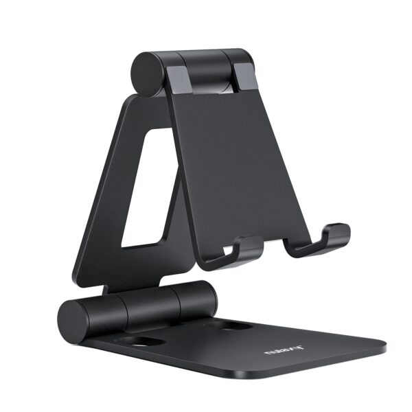 61srjyM7TFL Nulaxy Dual Folding Cell Phone Stand, Fully Adjustable Foldable Desktop Phone Holder Cradle Dock Compatible with iPhone 17 16 15 14 13 12 11 Pro Max Xs Xr X 8, Nintendo Switch, All Phones