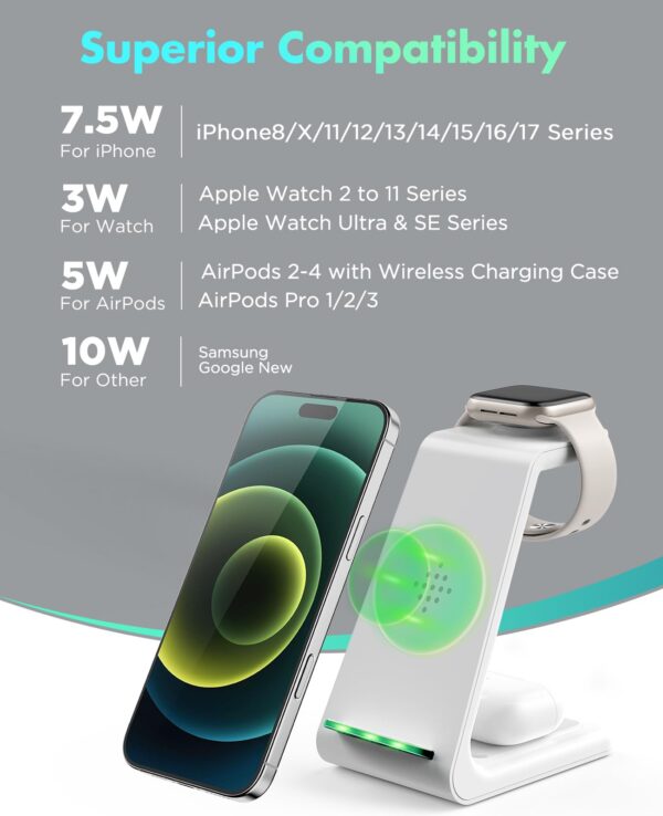 61vUE3Z3haL 3 in 1 Wireless Charging Station, 2026 Upgraded Fast Desk Charger Station for iPhone 17 16 15 14 13 12 Pro Max Plus, Charger Stand for Apple Watch 11 10 9 8 7 6 5 4 3 2 Ultra SE, Airpods 4 3 2 Pro