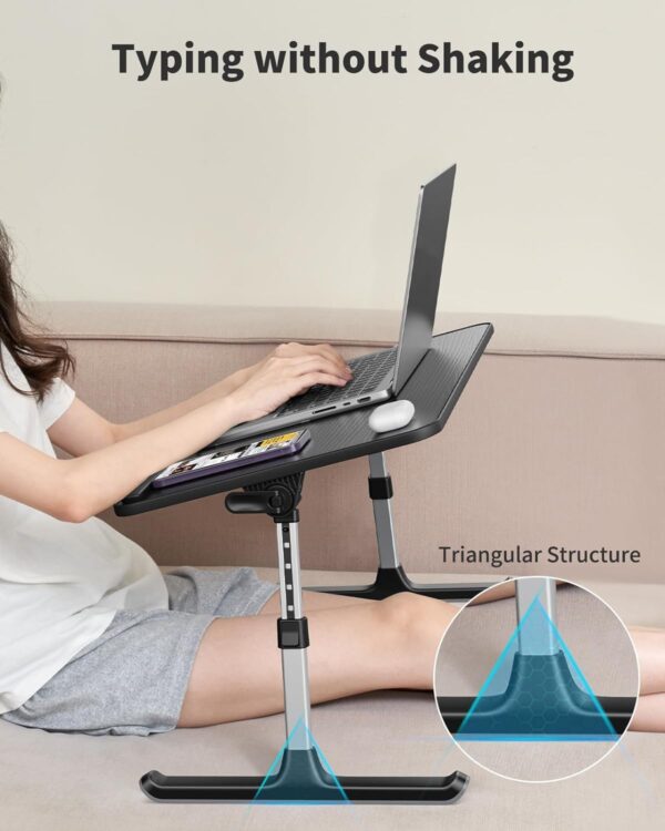61w4H8eyfNL SAIJI Height & Angle Adjustable Laptop Stand for Bed, Lap Desk Bed Tray Table, Light Weight Foldable Portable Laptop Table for Couch Sofa Chair Floor Desk for Adults, Kids (52*30cm Black)