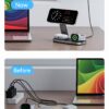 3-in-1 Charging Station for Apple Device, Qi2 25W Certified Magnetic Wireless Foldable Fast Charger Stand Compatible with MagSafe for iPhone 17e/17/16/15/14/13/12/Air Series, Apple Watch & AirPods