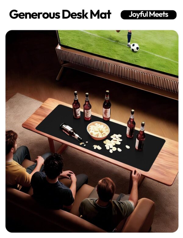 YSAGi Leather Office Desk Pad Protector, Large Mouse Pad, Non-Slip, PU Leather, Laptop Desk Blotter, Waterproof Writing Pad for Office and Home, Black, 23.6" x 13.8"