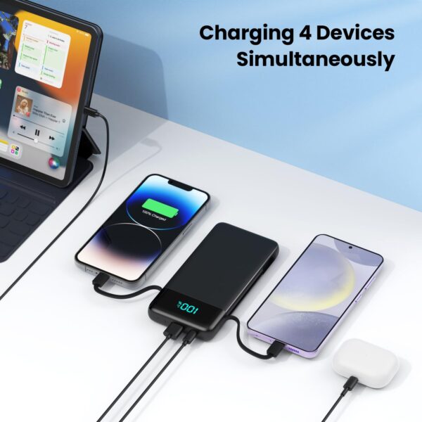 Portable Charger for iPhone with Built-in Cables and Wall Plug,Upgraded 13800mAh Fast Charging USB C Power Bank,4 Outputs Slim Travel Essential Battery Pack for iPhone 17/16/15/14/13,Galaxy,Android