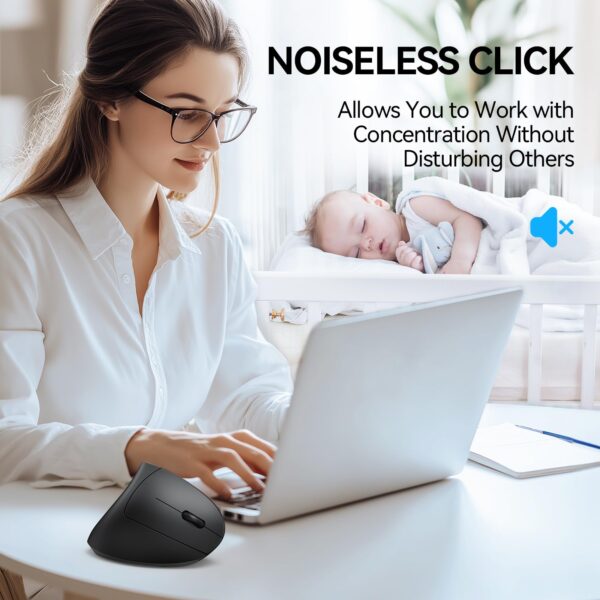 710V0WHavJL TECKNET Ergonomic Mouse, Wireless Bluetooth Vertical Mouse, 4800 DPI Optical Tracking, 6 Adjustable DPI, Quiet Clicks, 2.4GHz with USB A Receiver, 12 Months Battery, 6 Buttons, Wide Compatibility