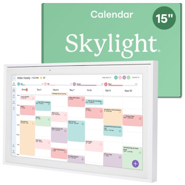 7135UxOEpEL Skylight Calendar: 15-inch Wall Planner Digital Calendar & Chore Chart, Smart Touchscreen Interactive Display for Family Schedules – Wall Mount Included, Great for Organizing Your 2026 Calendar
