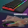 7136IBjBt0L RedThunder K10 Wired Gaming Keyboard and Mouse and Wrist Rest Combo, RGB Backlit, Mechanical Feel Anti-ghosting Keyboard + 7D 7200 DPI Mice+Soft Leather Wrist Rest 3 in 1 PC Gamer Accessories(Black)