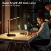 shinelife LED Desk Lamp for Office Home, Bright Desk Light with USB Charging Port, Adjustable Dimmable Desk Lamps 5 Modes 5 Brightness, Touch Study Lamp for Nail, Craft, Puzzle, Sewing, Study, Black