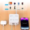 Surge Protector Power Strip - HANYCONY 8 Outlets 4 USB (2 USB C) Charging Ports, Multi Plug Outlet Extender, 5Ft Braided Extension Cord, Flat Plug Wall Mount Desk Charging Station for Home Office ETL