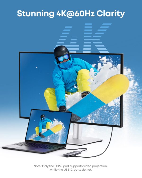 71402KGC6lL Anker USB C Hub, 7in1 Multi-Port USB Adapter for Laptop/Mac, 4K@60Hz USB C to HDMI Splitter, 85W Max PD, 2 USB 3.0 & 1 USBC Data Ports, SD/TF Card Reader, for Type C Devices (Charger Not Included)