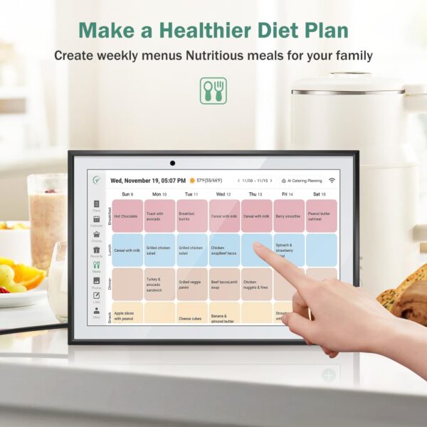RROSKY WiFi Digital Calendar Smart Family Planner,Chore Charts, Achievement Rewards, AI Meal Planning, Smart Touchscreen Interactive Display for Schedules and Cloud Photo Desk Bases, Gifts for Women Men, Gifts for Mom Dad, 10.1'' Black