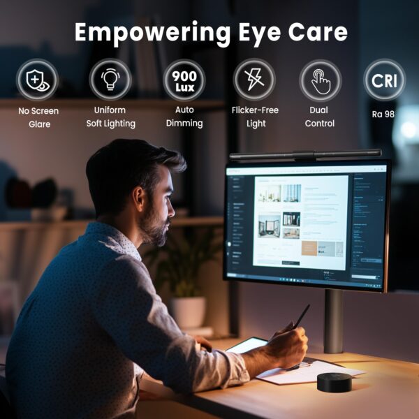 716VMxg-p8L Quntis Computer Monitor Lamp, Screen Monitor Light Bar for Eye Caring, USB Reading LED Task Lamp with Auto-Dimming, Dimmable Light Bar, Touch Control, No Glare Space Saving Home Office Desk Lamps