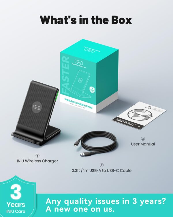 717KyTSq5JL INIU Wireless Charger, 15W Fast Wireless Charging Station with Sleep-Friendly Adaptive Light Compatible with iPhone 17 16 15 14 13 12 Pro Max Samsung Galaxy S25 S24 S23 Note 20 Google etc