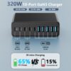 71FusiAuMNL 320W USB C Charger Block, 10-Port USB C Charging Station GaN III PD 65W Laptop Fast Charger Adapter for MacBook Pro/Air, DELL, iPad, iPhone, Samsung Galaxy Black