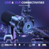 MAONO XLR/USB Dynamic Microphone Kit, RGB Podcast Mic with Software, Mute, Gain Knob, Volume Control, Boom Arm for Streaming, Gaming, Voice-Over, Recording-PD200XS Black